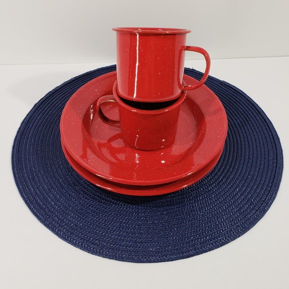 Enamel Wear Other - Vintage Red Speckled Enamelware Mugs (2) and Bowls (2)